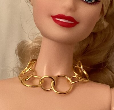 #ad Handmade Barbie Gold Hoop Necklace $4.99