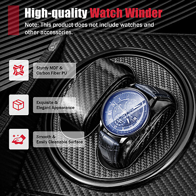 #ad 46 Watch Winder Automatic Rotate Watch Display Box Carbon Fiber Storage Box HOT $67.45