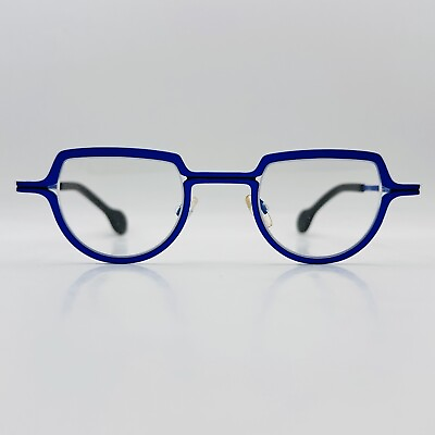 #ad THEO eyeglasses Ladies Men#x27;s Round Metallic Blue Mod. rope 374 Belgium New $311.07