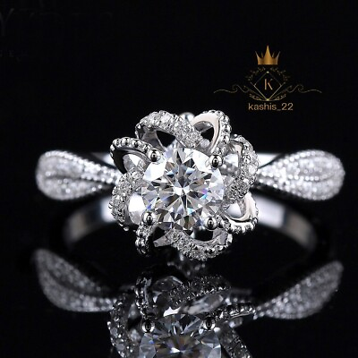 #ad Moissanite Unique Engagement Ring Sold 14K White Gold 2.50 Carat Round Cut VVS1 $233.16