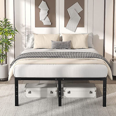 #ad Heavy Duty 4 Size Metal Platform Bed Frame with 16.8#x27;#x27; Large Under Bed Storag $24.99