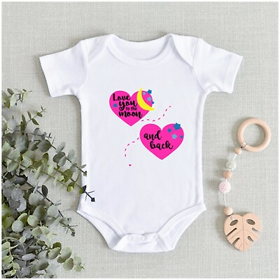 #ad Love you to the moon and back valentines BABY VEST Bodysuit Grow Baby GBP 5.99