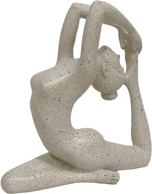 #ad Figurine Yoga Lady Resin Grey Small Carved Modern Sport Free Stand Home Decor $50.00