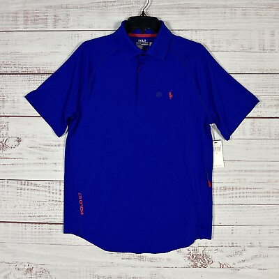 #ad NEW Ralph Lauren Performance Polo Shirt Mens Medium Solid Blue Stretch Golf $39.99
