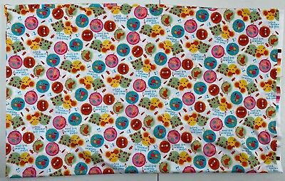 #ad Vintage Cat And Mouse Friends Fabric 37quot; W 1.5 yards White Multi Colorful $3.24