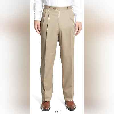 #ad Pleated classic fit cotton dress pants $45.00