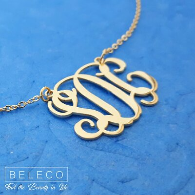 #ad Monogram Necklace Customize Script Initial Jewelry calligraphy Letters Pendant $39.90