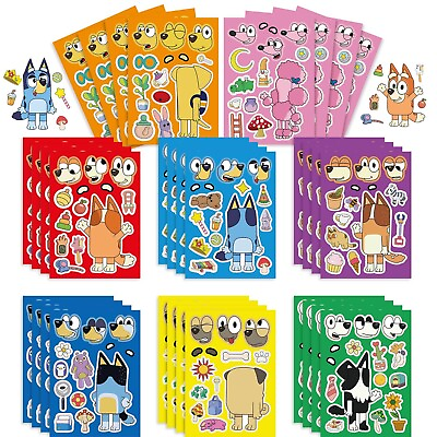 #ad 16 Sheets Bluey family Series Cartoon Puzzle Stickers Parent child Interaction $12.99