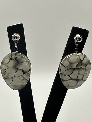 #ad Unique gray stylish Silver tone Dangle Drop Earrings $4.99