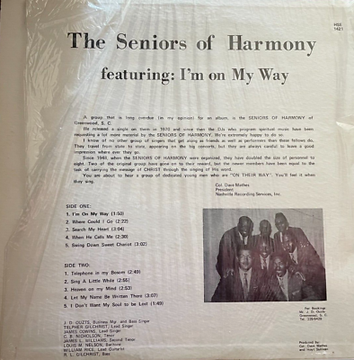 #ad THE SENIORS OF HARMONY LP GOSPEL SOUL SHRINK PLAY TESTED $49.99