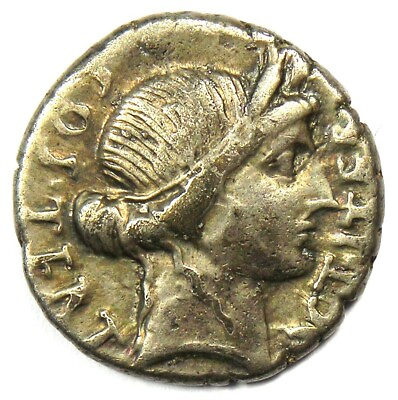#ad Julius Caesar AR Denarius Silver Ceres Roman Coin 47 BC VF Very Fine $821.75