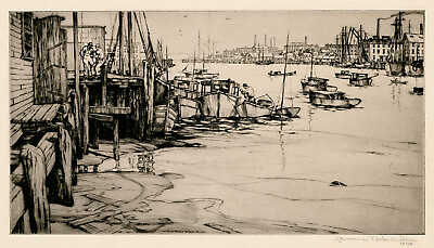 #ad LAWRENCE NELSON WILBUR #x27;EBB TIDE#x27; Gloucester signed drypoint 1942 $429.00