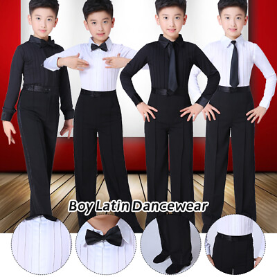 #ad Latin Dance Shirt Pants Boys Ballroom Practice Tango Competition Dance Wear Suit $47.39