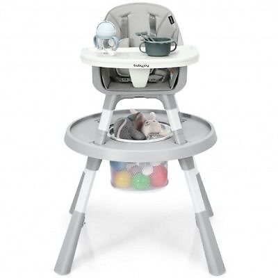 #ad 6 in 1 Baby High Chair Infant Activity Center with Height Adjustment Gray Col $163.33