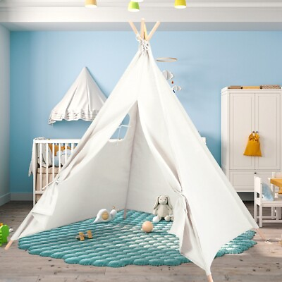 #ad Large Cotton Canvas Kids Teepee Tent Childrens Wigwam Indoor Outdoor Play House $33.06
