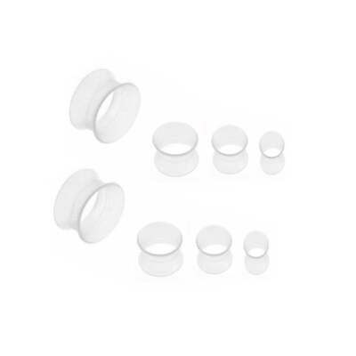 #ad Clear Double Flare Silicone Plug Ear Tunnel 2 to 1quot; Gauge Pair $23.70