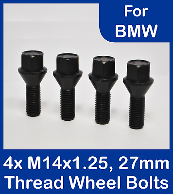 #ad 4 x Alloy Wheel Bolts in Black for BMW M14 x 1.25 27mm Thread GBP 6.59