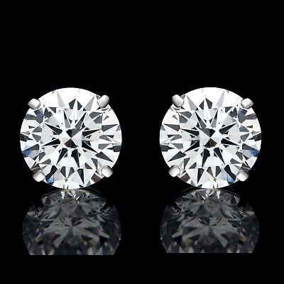 #ad 8mm Created Diamond Round Stud Earrings Solitaire 925 Sterling SIlver 4.00tcw $49.99