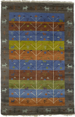 #ad Modern Multicolored Pictorial Tribal 4X6 Gabbeh Oriental Rug Plush Kids Carpet $250.51