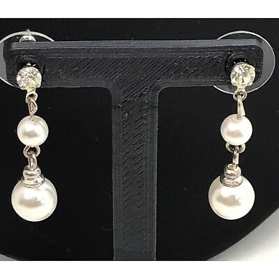 #ad Pearl Rhinestone Crystal Drop Dangle earrings 1.5quot; $16.26