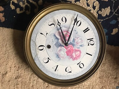 #ad VTG Timeworks Regency Rose Wall Quartz Clock w Solid Brass Clock Bezel ***Read $74.99
