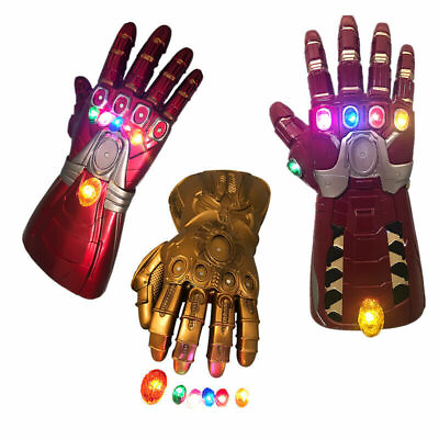 #ad Hot Thanos Infinity Gauntlet Gloves Hulk LED Light Avengers Iron Man Cosplay PVC $36.57