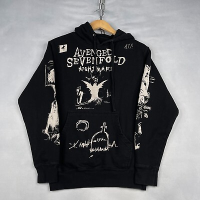 #ad Avenged Sevenfold Hoodie Mens Small S Black Pullover Nightmare Album Tour Rare $248.88