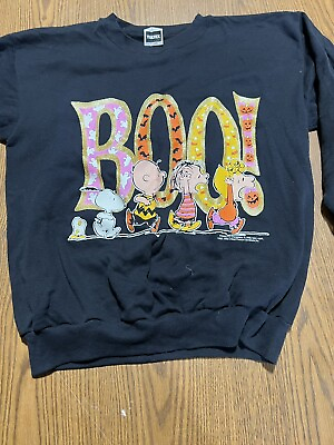 #ad Vintage Snoopy Peanuts Charlie Brown quot;BOO quot; Halloween Sweater X Large. $65.00