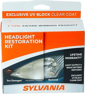 #ad SYLVANIA Headlight Restoration Kit Restore Sun Damaged Headlights UV Block Coat $21.75