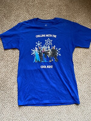 #ad Disney Parks Frozen “Chillin With The Cool Kids Anna Elsa Olaf T Shirt Adult M $6.50