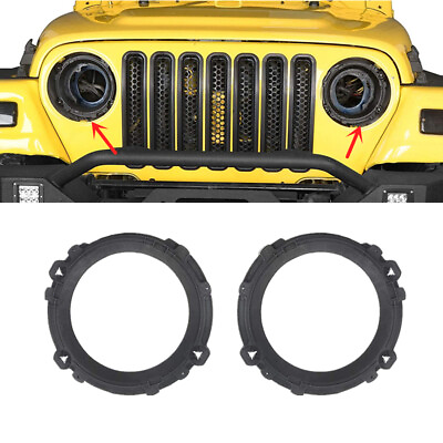 #ad 2Pcs 7 Inch Headlamp Bracket Mount Ring Adapter For 1997 2006 Jeep Wrangler TJ $19.91