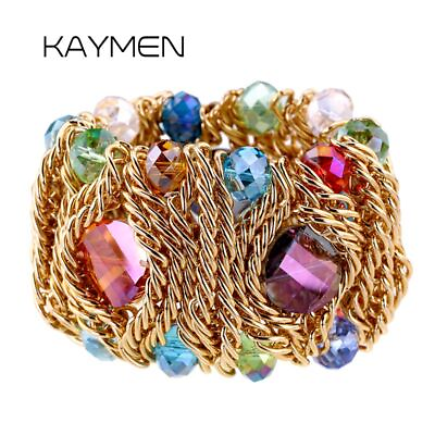 #ad Elastic Bangles Crystal Round Bracelets Women Fashion Jewelries Charms Bracelet $16.29