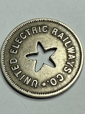 #ad OLD UNITED ELECTRIC RAILWAY TROLLEY TRANSIT TOKEN PROVIDENCE RHODE ISLAND #ry1 $7.79