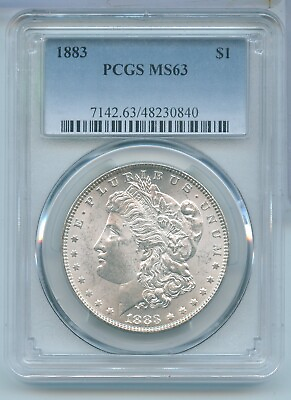 #ad 1883 P Morgan Silver Dollar $1 PCGS MS63 Philadelphia Mint KR588 $110.00
