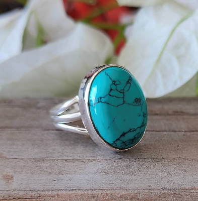 #ad 925 Sterling Silver Turquoise Boho Ring Handmade Jewelry Gift Ring All Size R159 $11.72