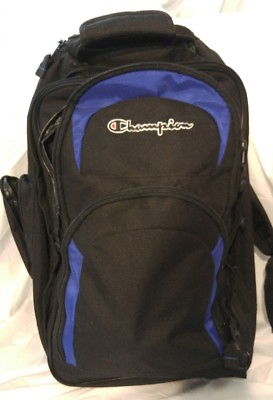 #ad Champion Equipment 21quot; Rolling Back Pack Black and Blue $24.99
