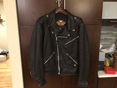 #ad Harley Davidson Large LG Old School Leather Jacket Made In USA $280.00