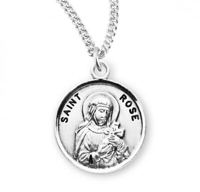 #ad Patron Saint Rose Round Sterling Silver Medal Size 0.9in x 0.7in $89.99