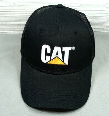 #ad NEW Caterpillar CAT Hat Black Mesh Trucker Adjustable Snapback OSFA Cap NWT $15.55