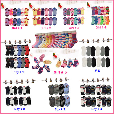 #ad Lot 6 12Pairs Kids Crew Ankle Socks Toddler Boy Girl Casual Multi Color Size 0 8 $11.29