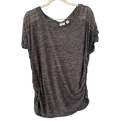 #ad Cato Studded Ruched T Shirt Women 26 28W Trendy Bohemian Hippie Fashion Stylish $11.24