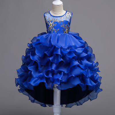#ad Embroidery Baby Girls Princess Flower Party Dress Kids Elegant Princess Dress $42.64