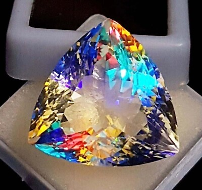 #ad 80 Ct Natural Mystic Topaz Rainbow Color Trillion Cut Certified Gemstone $18.49
