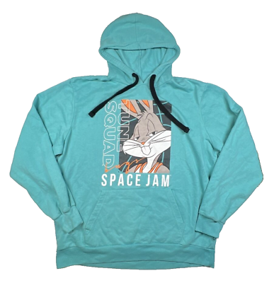 #ad Space Jam Tune Squad Size XL Bugs Bunny Hoodie Sweater Green Sweatshirt $17.95