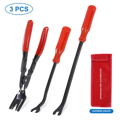 #ad 3Pcs Car Trim Clip Upholstery Removal Tool Door Panel Fastener Pin Pliers Puller $11.60