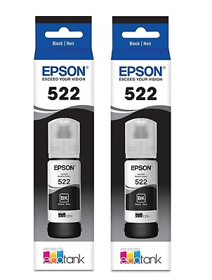 #ad Epson 522 EcoTank Genuine Ink Ultra high Capacity Black Bottle Twin size 65ml x2 $24.95