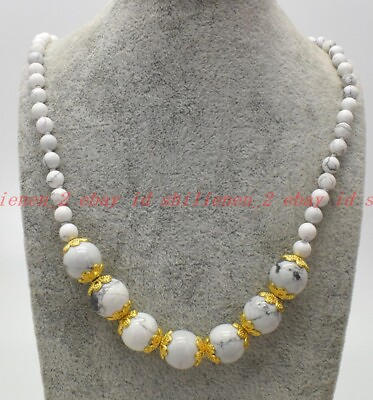 #ad Neue Mode Natürliche 6mm 10mm Weiß Türkis Runde Edelsteine Perlen Halskette 18quot; EUR 5.69