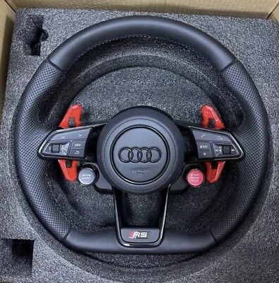 #ad BLACK PERFORATED LEATHER AUDI STEERING WHEEL A3 A4 A5 S3 S4 S5 S6 RS RS3 RS4 RS5 $999.00