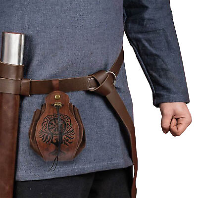 #ad PU Leather Medieval Vintage Bag Viking Style Hangable Belt Coin Pouch Waist Bag $12.66