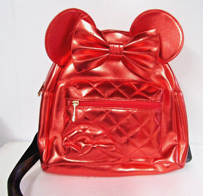 #ad DISNEY Red Mini Backpack Minnie Mouse Metallic Bag Bioword New $39.00